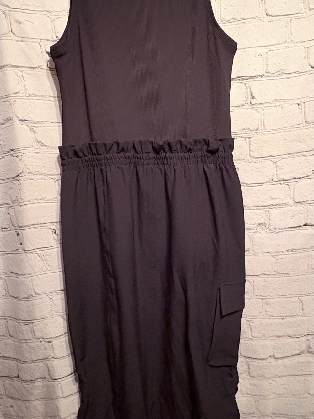 Spanx Out Of Office Sleeveless Maxi Dress Mixed Media Utility Ribbed Pockets S/M - Picture 9 of 16